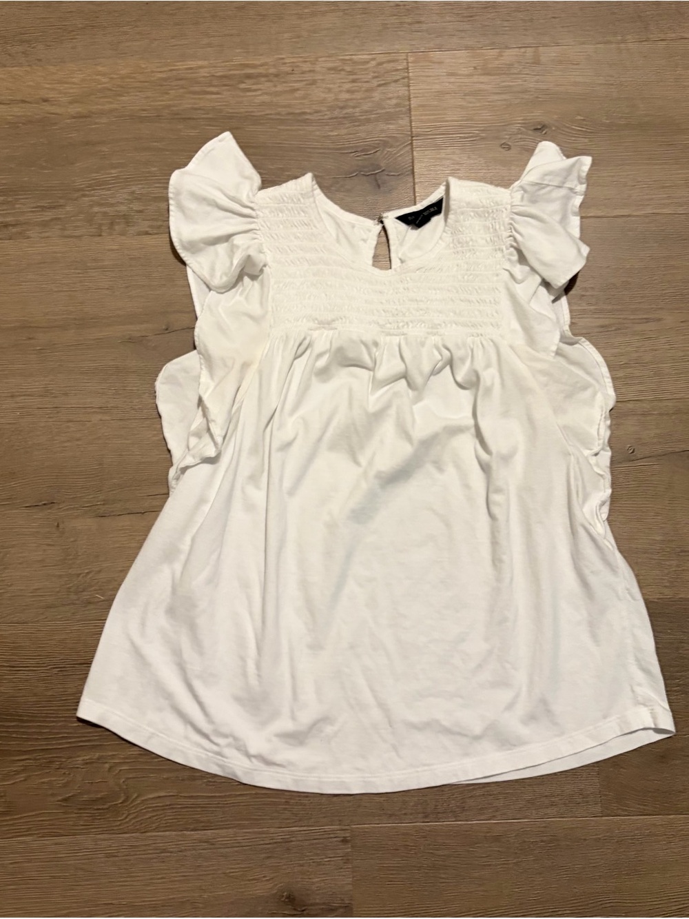 Banana Republic White Ruffle Sleeve Smocked Top